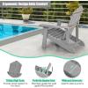Giantex Outdoor Adirondack Chair – Oversized Patio Chairs w/Hidden Cup Holder, Realistic Wood Grain, 380 LBS Weight Capacity, Weather Resistant Firepit Chairs for Backyard, Garden (4, Black)(Light Grey)