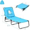 Giantex Outdoor Chaise Lounge Chair – Folding Beach Chair with 5 Adjustable Positions, Hole, Detachable Pillow, Hand Ropes, Lounger for Sunbathing, Poolside, Yard, Patio Lawn Chair (2, Beige)(Turquoise)