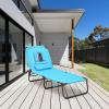 Giantex Outdoor Chaise Lounge Chair – Folding Beach Chair with 5 Adjustable Positions, Hole, Detachable Pillow, Hand Ropes, Lounger for Sunbathing, Poolside, Yard, Patio Lawn Chair (1, Beige)(Turquoise)