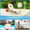 Giantex Outdoor Chaise Lounge Chair – Folding Beach Chair with 5 Adjustable Positions, Hole, Detachable Pillow, Hand Ropes, Lounger for Sunbathing, Poolside, Yard, Patio Lawn Chair (2, Beige)(Beige)