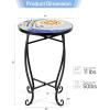 Giantex Outdoor Side Table, Mosaic Patio Table, 14inch Accent Table Plant Stand Indoor, Ceramic Tile Top Metal Frame, Small End Table Porch Beach Patio Garden Balcony Poolside(Sun)