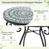 Giantex Outdoor Side Table, Mosaic Patio Table, 14inch Accent Table Plant Stand Indoor, Ceramic Tile Top Metal Frame, Small End Table Porch Beach Patio Garden Balcony Poolside(Wave)