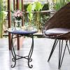 Giantex Outdoor Side Table, Mosaic Patio Table, 14inch Accent Table Plant Stand Indoor, Ceramic Tile Top Metal Frame, Small End Table Porch Beach Patio Garden Balcony Poolside(Sun)