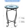 Giantex Outdoor Side Table, Mosaic Patio Table, 14inch Accent Table Plant Stand Indoor, Ceramic Tile Top Metal Frame, Small End Table Porch Beach Patio Garden Balcony Poolside(Ocean)