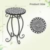 Giantex Outdoor Side Table, Mosaic Patio Table, 14inch Accent Table Plant Stand Indoor, Ceramic Tile Top Metal Frame, Small End Table Porch Beach Patio Garden Balcony Poolside(Monochrome)