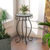 Giantex Outdoor Side Table, Mosaic Patio Table, 14inch Accent Table Plant Stand Indoor, Ceramic Tile Top Metal Frame, Small End Table Porch Beach Patio Garden Balcony Poolside(Wave)