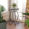 Giantex Outdoor Side Table, Mosaic Patio Table, 14inch Accent Table Plant Stand Indoor, Ceramic Tile Top Metal Frame, Small End Table Porch Beach Patio Garden Balcony Poolside(Monochrome)