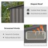 Giantex Outdoor Storage Shed 6 x 4 FT, Double Sliding Door, 4 Front and Back Vent, Galvanized Metal Garden Storage Room, Weather Resistant Tool Storage Shed for Backyard Patio Lawn (Gray)(Gray)