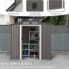 Giantex Outdoor Storage Shed 6 x 4 FT, Double Sliding Door, 4 Front and Back Vent, Galvanized Metal Garden Storage Room, Weather Resistant Tool Storage Shed for Backyard Patio Lawn (Gray)(Gray)