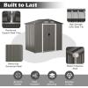 Giantex Outdoor Storage Shed 6 x 4 FT, Double Sliding Door, 4 Front and Back Vent, Galvanized Metal Garden Storage Room, Weather Resistant Tool Storage Shed for Backyard Patio Lawn (Gray)(Gray)