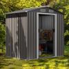 Giantex Outdoor Storage Shed 6 x 4 FT, Double Sliding Door, 4 Front and Back Vent, Galvanized Metal Garden Storage Room, Weather Resistant Tool Storage Shed for Backyard Patio Lawn (Gray)(Gray)