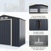 Giantex Outdoor Storage Shed with Double Sliding Door, Galvanized Metal Garden Storage Room, Front and Back Vent, Weather Resistant Tool Storage Shed for Backyard, Patio, Lawn (7 x 4 FT)(7 x 4 FT)