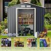 Giantex Outdoor Storage Shed with Double Sliding Door, Galvanized Metal Garden Storage Room, Front and Back Vent, Weather Resistant Tool Storage Shed for Backyard, Patio, Lawn (7 x 4 FT)(7 x 4 FT)