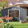 Giantex Outdoor Storage Shed with Double Sliding Door, Galvanized Metal Garden Storage Room, Front and Back Vent, Weather Resistant Tool Storage Shed for Backyard, Patio, Lawn (7 x 4 FT)(11 x 8 FT)