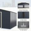 Giantex Outdoor Storage Shed with Double Sliding Door, Galvanized Metal Garden Storage Room, Front and Back Vent, Weather Resistant Tool Storage Shed for Backyard, Patio, Lawn (7 x 4 FT)(11 x 8 FT)