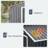 Giantex Outdoor Storage Shed with Double Sliding Door, Galvanized Metal Garden Storage Room, Front and Back Vent, Weather Resistant Tool Storage Shed for Backyard, Patio, Lawn (7 x 4 FT)(7 x 4 FT)