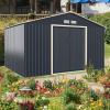 Giantex Outdoor Storage Shed with Double Sliding Door, Galvanized Metal Garden Storage Room, Front and Back Vent, Weather Resistant Tool Storage Shed for Backyard, Patio, Lawn (7 x 4 FT)(11 x 8 FT)