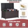 Giantex Outdoor Wicker Storage Box – 50 Gallon PE Rattan Storage Container with Lid, Waterproof Liner, Universal Wheels, Deck Storage for Pillows, Cushions, Gardening Tools, Mix Brown