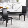 Giantex PU Leather Dining Chairs Set of 2, Upholstered Kitchen Chair with Solid Rubber Wood Frame, Armless High Back Dining Side Chairs with Cushion Seat, Modern Dining Room Chair, Black