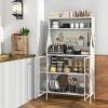 Giantex Pantry Organizers and Storage, 63.5″ H Kitchen Buffet Cabinet with Hutch, Pegboard, 8 Hooks & 1 Hanging Storage Box, Standing Bakers Rack with Flip-up PC Doors, Tool-Free Assembly (White)(White)