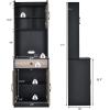 Giantex Pantry Organizers and Storage, Tall Buffet Hutch Cabinet with Drawer Cabinet Shelf, High Cupboard Sideboard, Stationary Microwave Stand, Wood Countertop (Black & Natural)