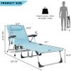 Giantex Patio Chaise Lounge Chair 7 Adjustable Position Folding Camping Cot, Outdoor Lounger with Cup Holder, Detachable Pillow, Beach Sleeping Recliner for Poolside, Lawn Sunbathing Chair (2, Blue)