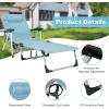 Giantex Patio Chaise Lounge Chair 7 Adjustable Position Folding Camping Cot, Outdoor Lounger with Cup Holder, Detachable Pillow, Beach Sleeping Recliner for Poolside, Lawn Sunbathing Chair (1, Blue)