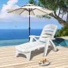 Giantex Patio Chaise Lounge Recliner on Wheels, Folding Deck Chair with Armrests, 5 Adjustable Positions for Poolside, Yard, Garden Rolling Outdoor Lounger Sunbathing Beach Chair(1, Gray)(White)