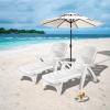 Giantex Patio Chaise Lounge Recliner on Wheels, Folding Deck Chair with Armrests, 5 Adjustable Positions for Poolside, Yard, Garden Rolling Outdoor Lounger Sunbathing Beach Chair(1, Gray)(White)