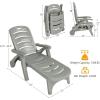 Giantex Patio Chaise Lounge Recliner on Wheels, Folding Deck Chair with Armrests, 5 Adjustable Positions for Poolside, Yard, Garden Rolling Outdoor Lounger Sunbathing Beach Chair(1, Gray)(Grey)