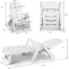 Giantex Patio Chaise Lounge Recliner on Wheels, Folding Deck Chair with Armrests, 5 Adjustable Positions for Poolside, Yard, Garden Rolling Outdoor Lounger Sunbathing Beach Chair(1, Gray)(White)