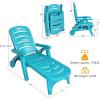 Giantex Patio Chaise Lounge Recliner on Wheels, Folding Deck Chair with Armrests, 5 Adjustable Positions for Poolside, Yard, Garden Rolling Outdoor Lounger Sunbathing Beach Chair(1, Gray)(Turquoise)