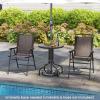 Giantex Patio Dining Set with 2 Patio Folding Chairs, Outdoor Round Table and Chairs for Garden, Pool, Backyard, Tempered Glass Tabletop, Bistro Dining Furniture Set (Brown)(Brown)