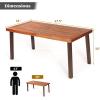 Giantex Patio Dining Table with Umbrella Hole, Outdoor Picnic Table for Backyard, Garden, Lawn, Farmhouse, Acacia Wood Rectangular Table with Metal Legs, Rustic Brown(Acacia)
