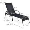 Giantex Patio Lounge Chair, Outdoor Chaise Lounge with 5 Adjustable Backrest, Sturdy Steel Frame, Sunbathing Recliner, Beach Chair, Tanning Chair for Outside, Yard, Balcony, Pool Chairs, Black(Black)