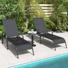 Giantex Patio Lounge Chair, Outdoor Chaise Lounge with 5 Adjustable Backrest, Sturdy Steel Frame, Sunbathing Recliner, Beach Chair, Tanning Chair for Outside, Yard, Balcony, Pool Chairs, Black(Black)
