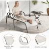 Giantex Patio Lounge Chair, Outdoor Chaise Lounge with 5 Adjustable Backrest, Sturdy Steel Frame, Sunbathing Recliner, Beach Chair, Tanning Chair for Outside, Yard, Balcony, Pool Chairs, Black(Grey)