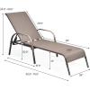 Giantex Patio Lounge Chair, Outdoor Chaise Lounge with 5 Adjustable Backrest, Sturdy Steel Frame, Sunbathing Recliner, Beach Chair, Tanning Chair for Outside, Yard, Balcony, Pool Chairs, Black(Brown)