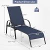 Giantex Patio Lounge Chair, Outdoor Chaise Lounge with 5 Adjustable Backrest, Sturdy Steel Frame, Sunbathing Recliner, Beach Chair, Tanning Chair for Outside, Yard, Balcony, Pool Chairs, Black(Navy)
