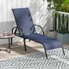 Giantex Patio Lounge Chair, Outdoor Chaise Lounge with 5 Adjustable Backrest, Sturdy Steel Frame, Sunbathing Recliner, Beach Chair, Tanning Chair for Outside, Yard, Balcony, Pool Chairs, Black(Navy)