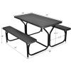 Giantex Picnic Table Bench Set Outdoor Camping All Weather Metal Base Wood-Like Texture Backyard Poolside Dining Party Garden Patio Lawn Deck Large Camping Picnic Tables for Adult (White)(Black)