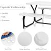 Giantex Picnic Table Bench Set Outdoor Camping All Weather Metal Base Wood-Like Texture Backyard Poolside Dining Party Garden Patio Lawn Deck Large Camping Picnic Tables for Adult (White)(White)