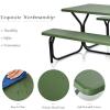 Giantex Picnic Table Bench Set Outdoor Camping All Weather Metal Base Wood-Like Texture Backyard Poolside Dining Party Garden Patio Lawn Deck Large Camping Picnic Tables for Adult (White)(Green)