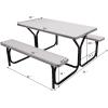 Giantex Picnic Table Bench Set Outdoor Camping All Weather Metal Base Wood-Like Texture Backyard Poolside Dining Party Garden Patio Lawn Deck Large Camping Picnic Tables for Adult (White)(White)
