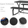Giantex Picnic Table Bench Set Outdoor Camping All Weather Metal Base Wood-Like Texture Backyard Poolside Dining Party Garden Patio Lawn Deck Large Camping Picnic Tables for Adult (White)(Black)