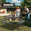 Giantex Picnic Table Bench Set for 4 People, 4.5FT Outdoor Rectangular Dining Table & 2 Benches w/Umbrella Hole, HDPE Tabletop, Metal Frame, Patio Garden Backyard Poolside (4.5FT,Non-Foldable,Gray)(Black)