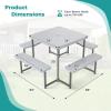 Giantex Picnic Table Bench Set for 4 People, 4.5FT Outdoor Rectangular Dining Table & 2 Benches w/Umbrella Hole, HDPE Tabletop, Metal Frame, Patio Garden Backyard Poolside (4.5FT,Non-Foldable,Gray)(Grey)