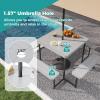Giantex Picnic Table Bench Set for 4 People, 4.5FT Outdoor Rectangular Dining Table & 2 Benches w/Umbrella Hole, HDPE Tabletop, Metal Frame, Patio Garden Backyard Poolside (4.5FT,Non-Foldable,Gray)(Grey)