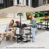 Giantex Picnic Table Bench Set for 4 People, 4.5FT Outdoor Rectangular Dining Table & 2 Benches w/Umbrella Hole, HDPE Tabletop, Metal Frame, Patio Garden Backyard Poolside (4.5FT,Non-Foldable,Gray)(Black)