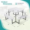 Giantex Picnic Table Bench Set for 4 People, 4.5FT Outdoor Rectangular Dining Table & 2 Benches w/Umbrella Hole, HDPE Tabletop, Metal Frame, Patio Garden Backyard Poolside (4.5FT,Non-Foldable,Gray)(White)